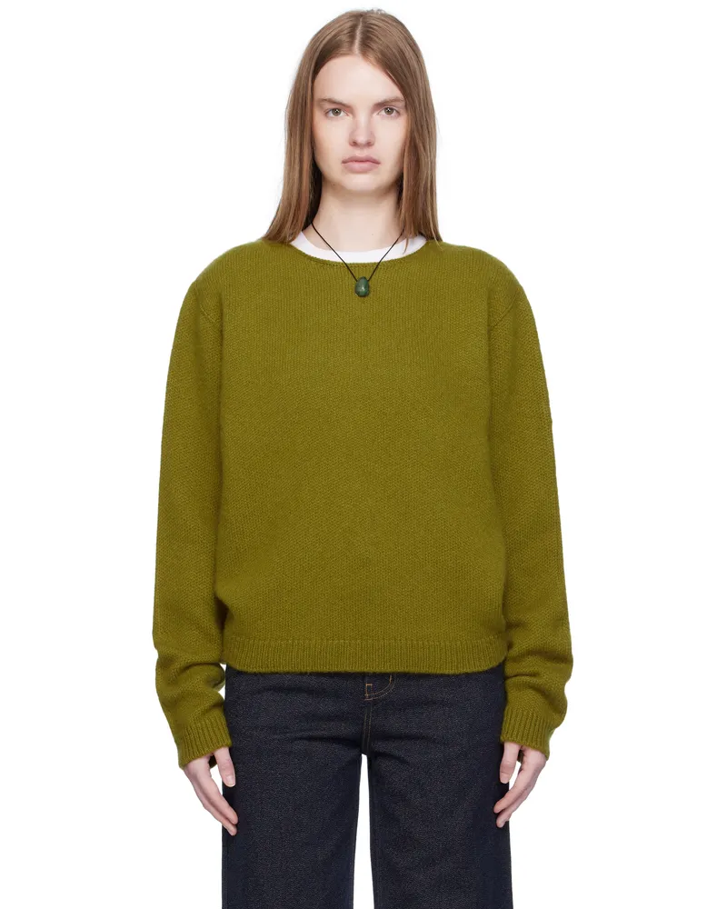 Arch The Green Wide Neck Cashmere Pullover Sweater Khaki
