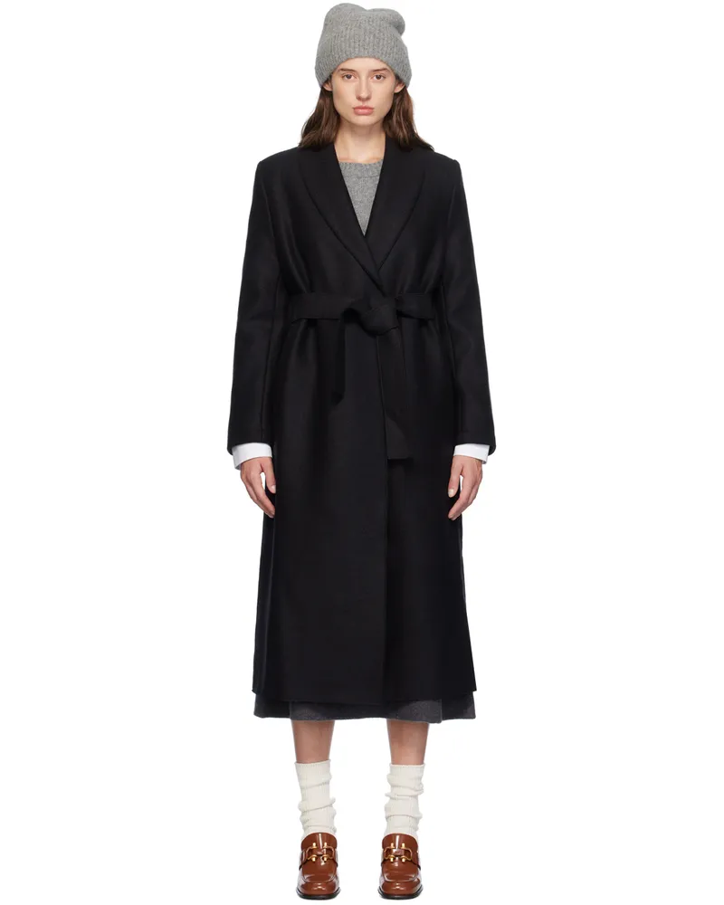Harris Wharf London Black Shawl Collar Coat 199