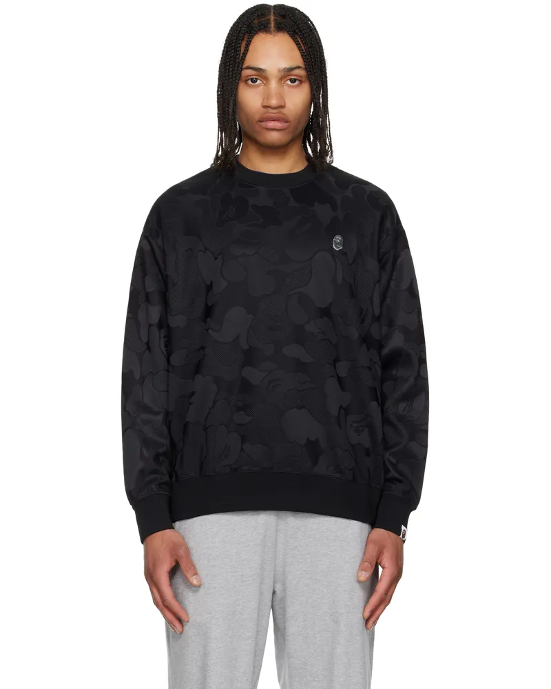 BAPE Black Solid Camo Jacquard One Point Sweatshirt Blk-black