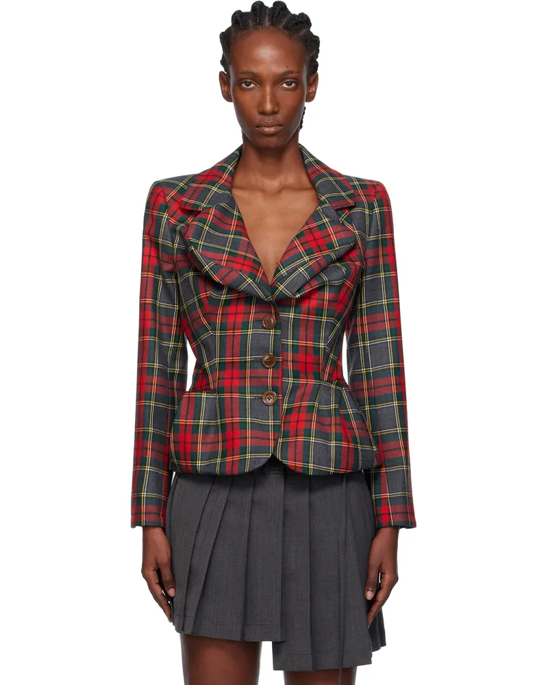 Vivienne Westwood Red & Green Drunken Blazer H203