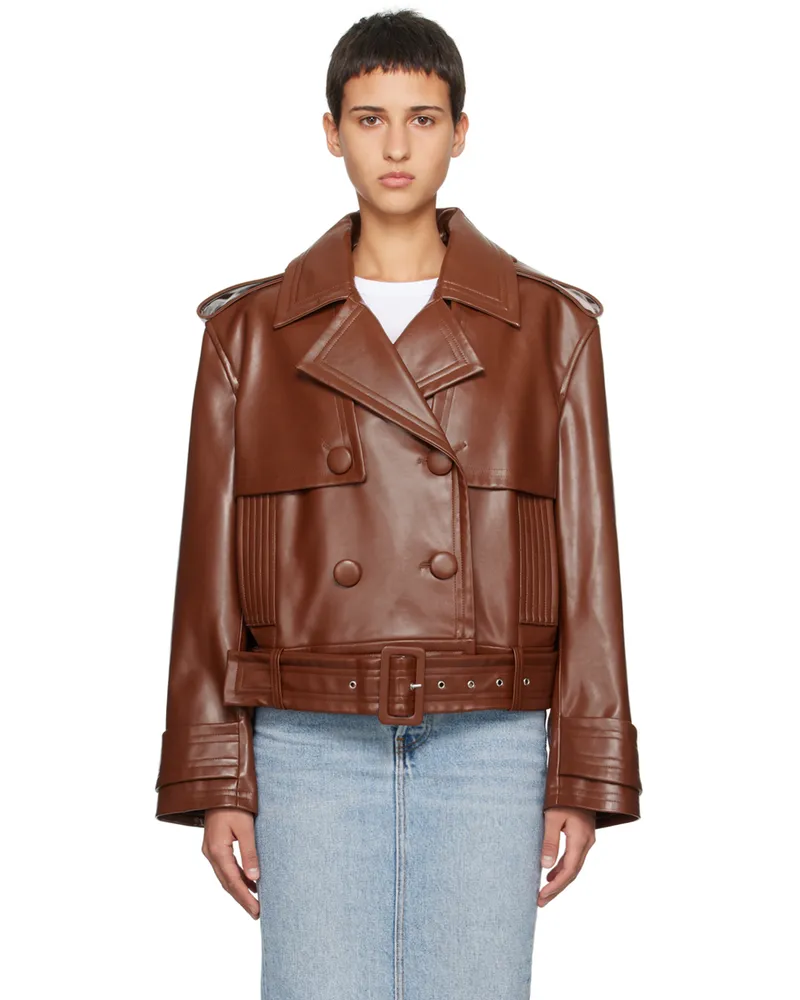 STAND Brown Fern Faux-Leather Jacket 10820