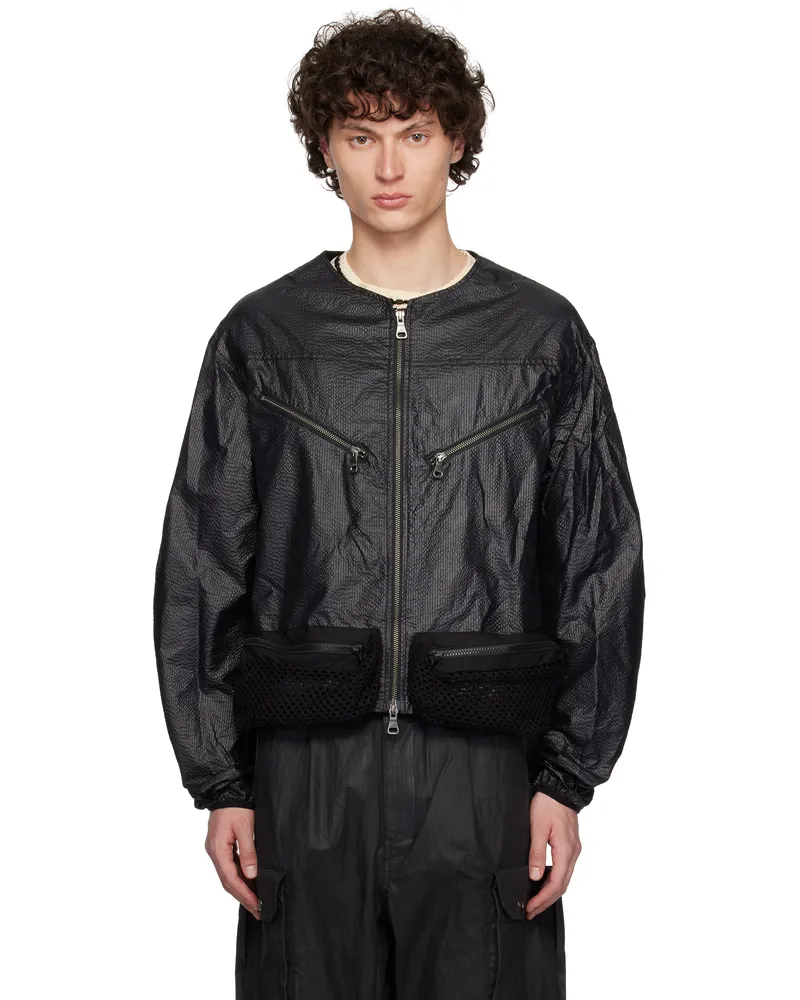 Andersson Bell Black Convex Collarless Bomber Jacket Black