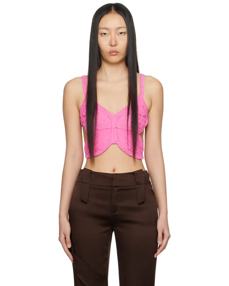 Blumarine Pink Butterfly Tank Top N0731
