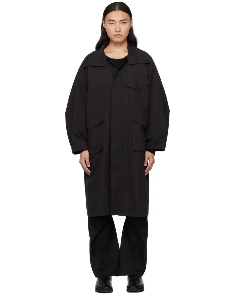 lesugiatelier Black Travel Mac Coat Black