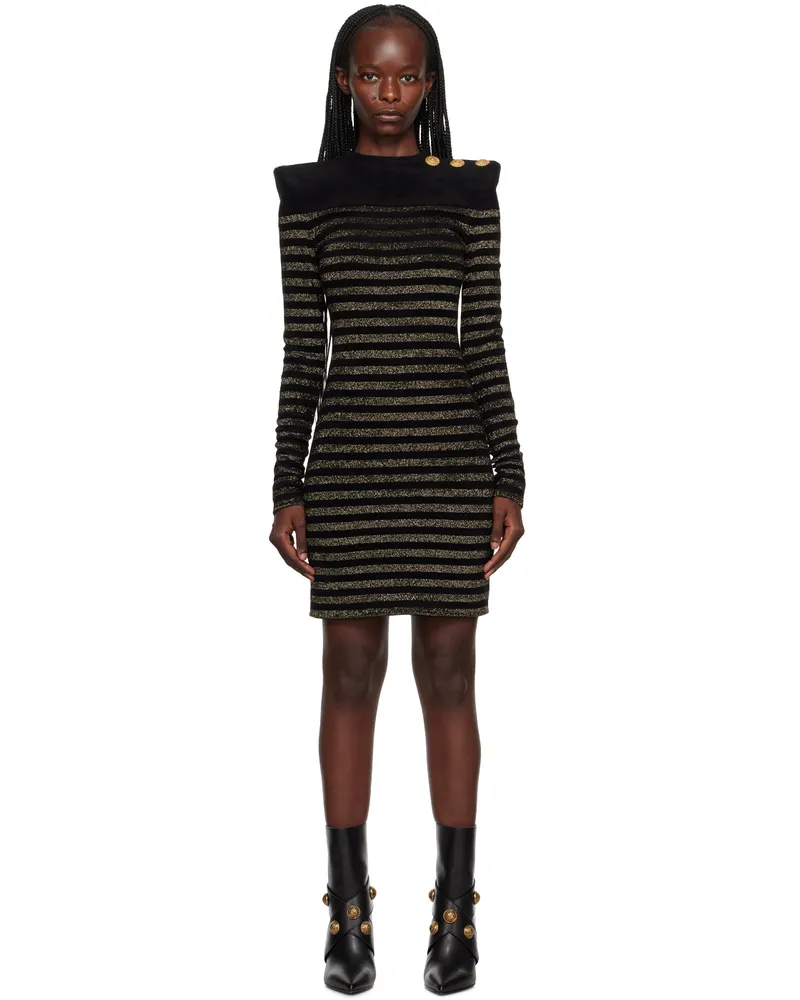 Balmain Black Striped Minidress Ead