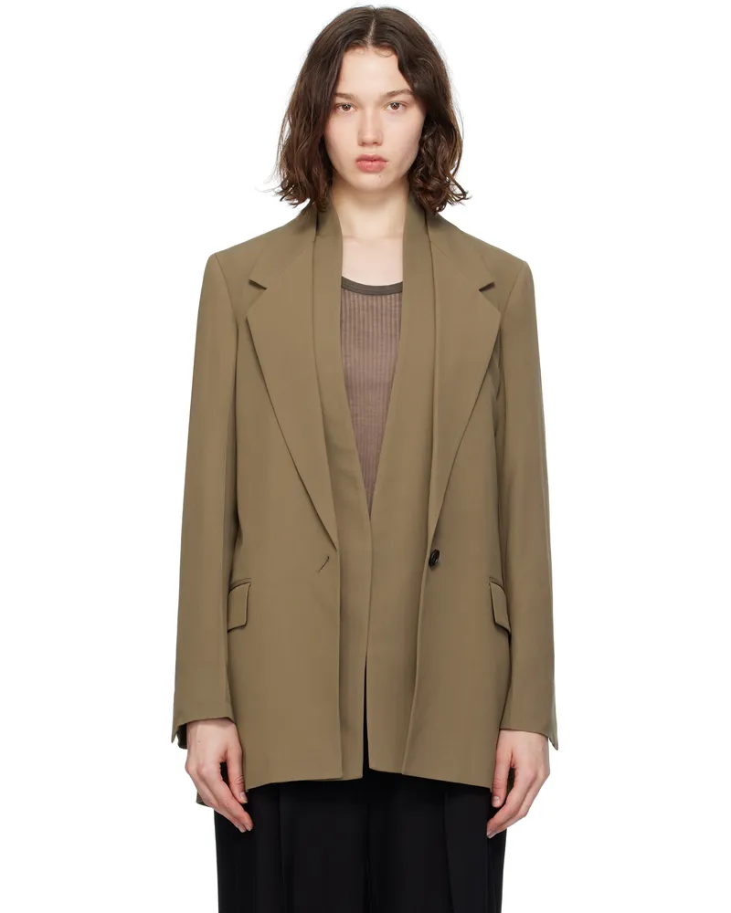 Ferragamo Khaki Single Breasted Blazer Lead