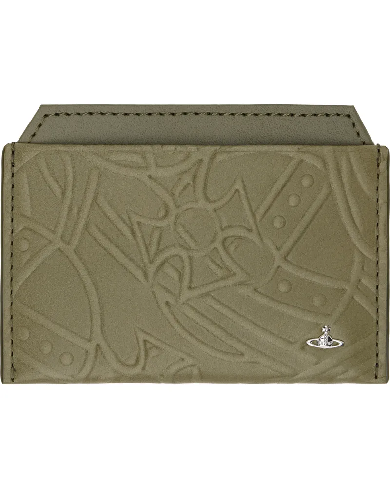 Vivienne Westwood Khaki Tangled Orb Flat Card Holder Ss25-d404