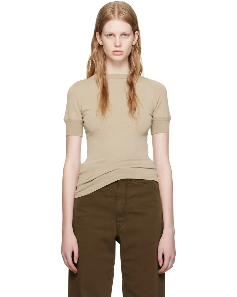 Christophe Lemaire Taupe Darted Fitted T-Shirt Bg240
