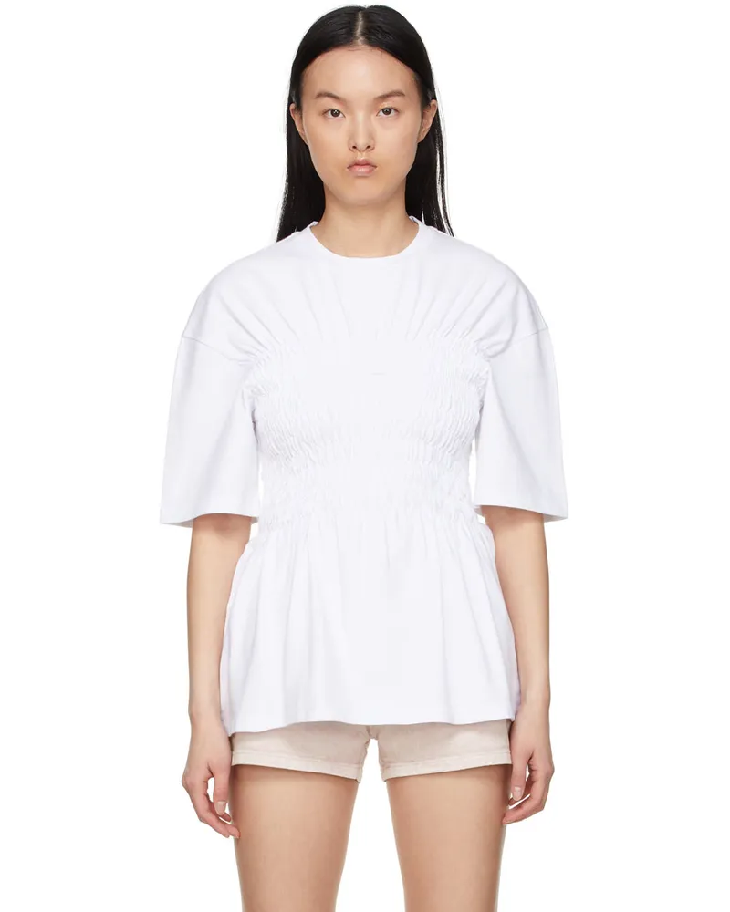Stella McCartney White Cotton Smocked T-Shirt 9115