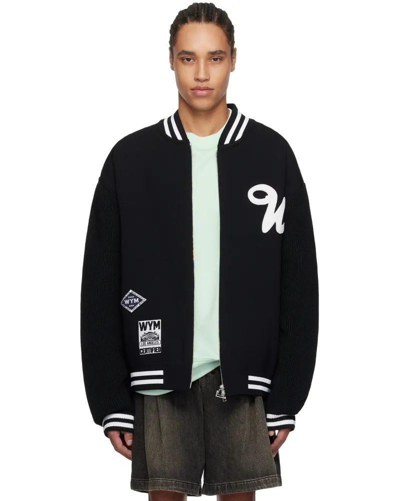 Wooyoungmi Black Varsity Zip-Up Sweater Black510b