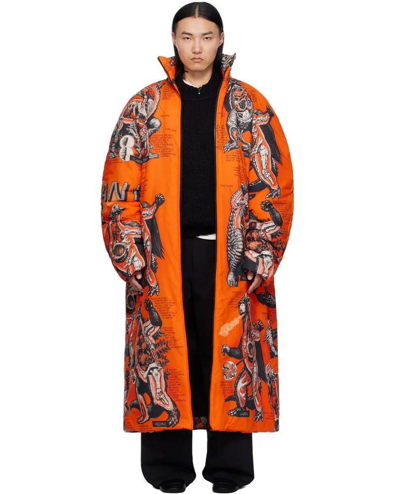 LU'U DAN Orange Padded Lowdown Coat Monsters