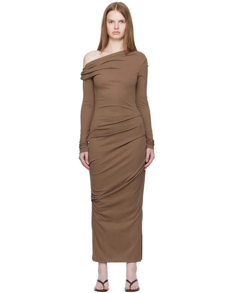 Paris Georgia Brown Elemental Manahou Midi Dress Chestnut