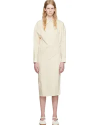 Christophe Lemaire Off-White Straight Collar Twisted Midi Dress Yecream