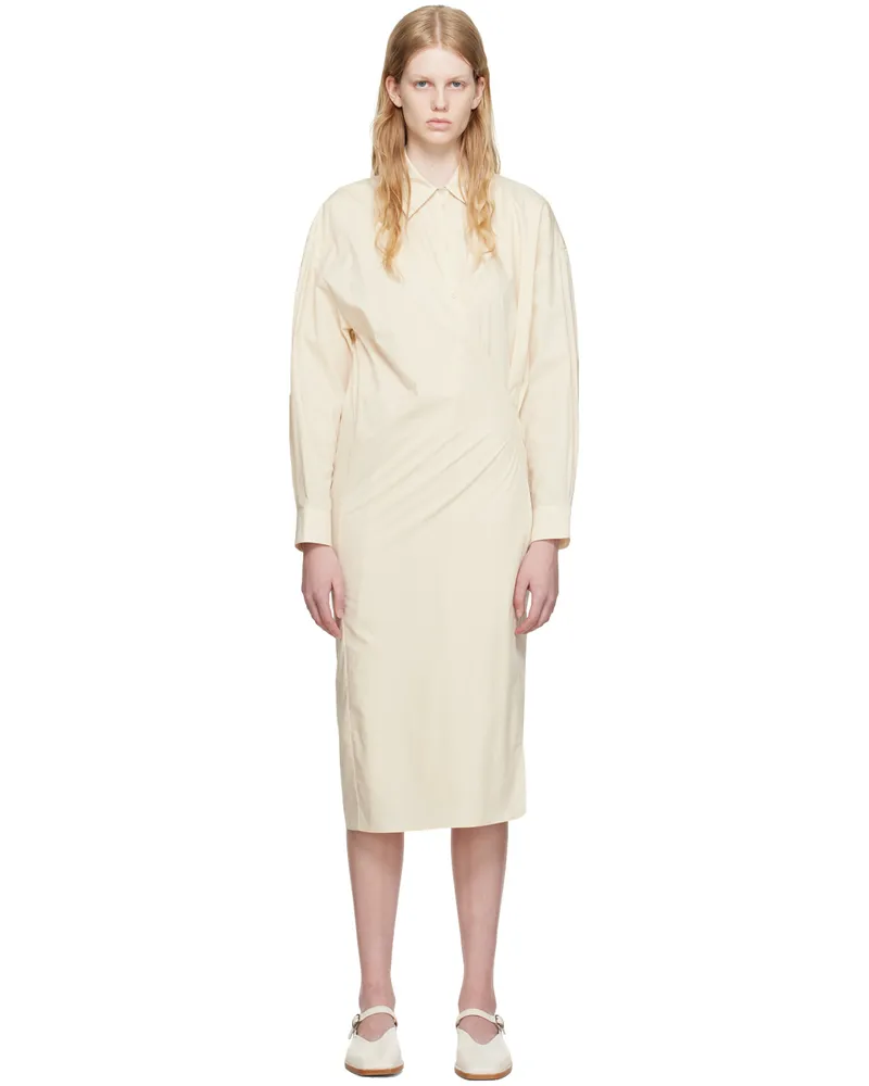 Christophe Lemaire Off-White Straight Collar Twisted Midi Dress Yecream