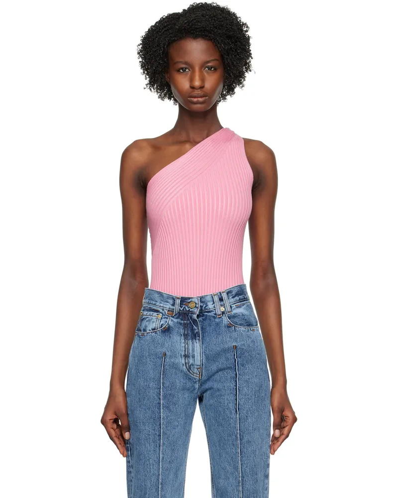 AERON Pink Asymmetric Bodysuit Petal