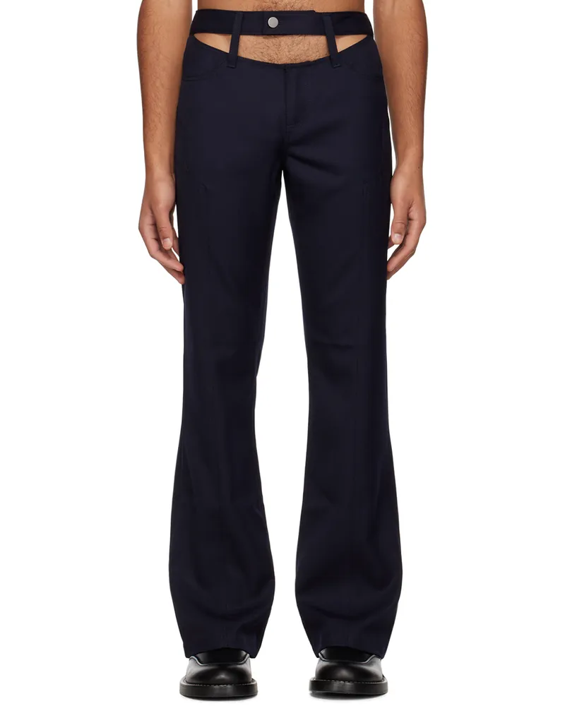 K.NGSLEY SSENSE Exclusive Navy RaceHim Trousers Nay