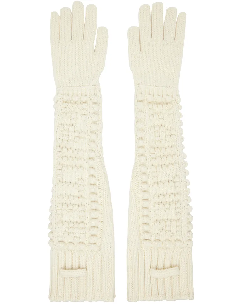 Jean Paul Gaultier Off-White Cable Knit Gloves 64-cream