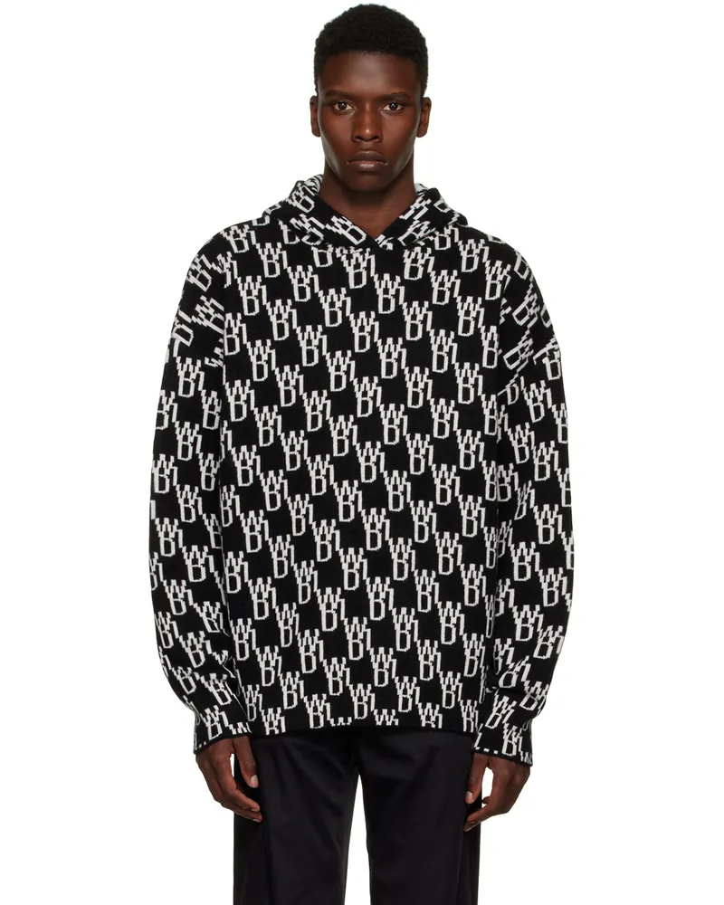 WE 11 DONE Black Jacquard Hoodie Black