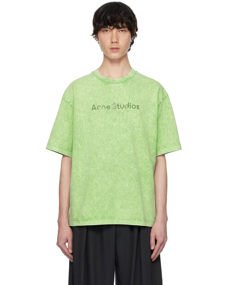 Acne Studios Green Relaxed Fit Logo T-shirt Bcd