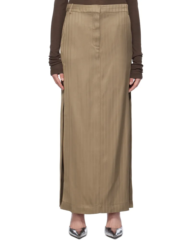 ROTATE Birger Christensen Brown Suiting Maxi Skirt 17-1310
