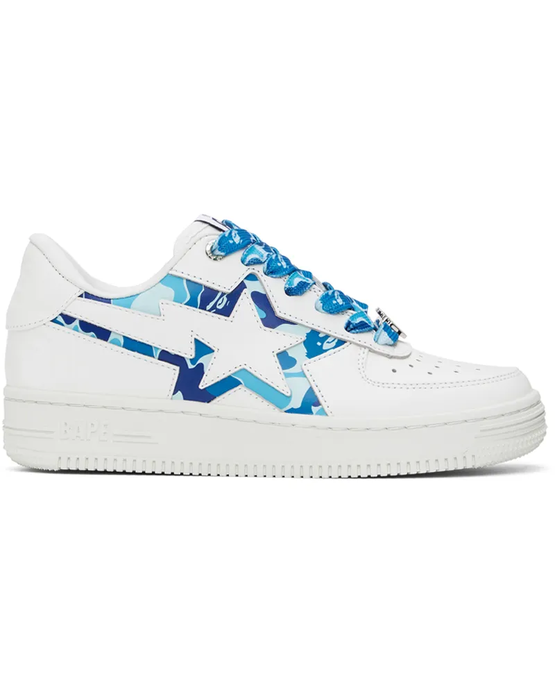 BAPE White & Blue STA Icon ABC Camo Sneakers Blue