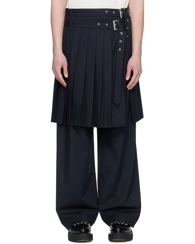 Charles Jeffrey Loverboy Navy Wide Leg Skouser Trousers Navy