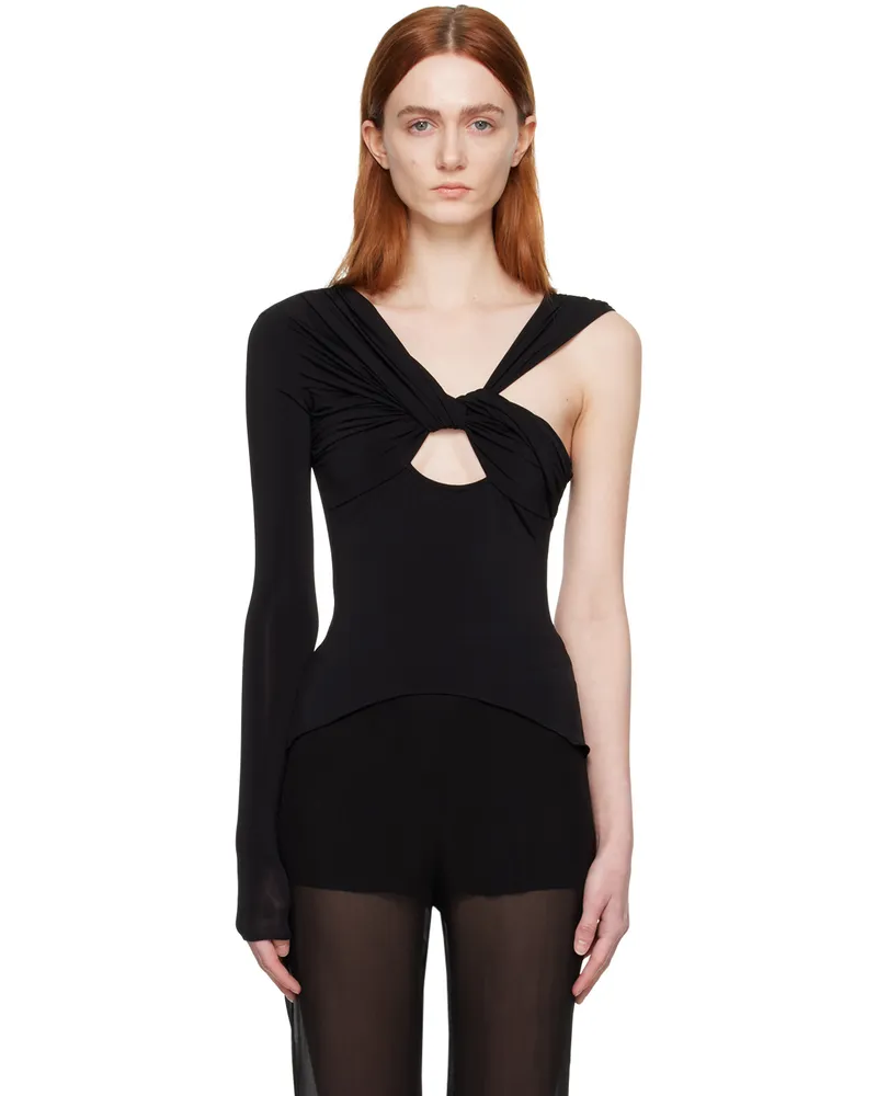 Nensi Dojaka Black Asymmetric Blouse Black