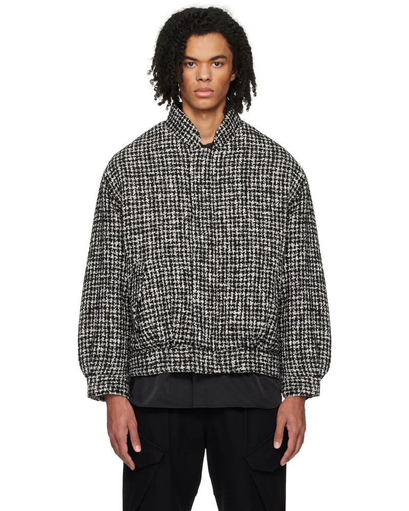 SOPHNET. Black & White Moulin Zip Jacket Black