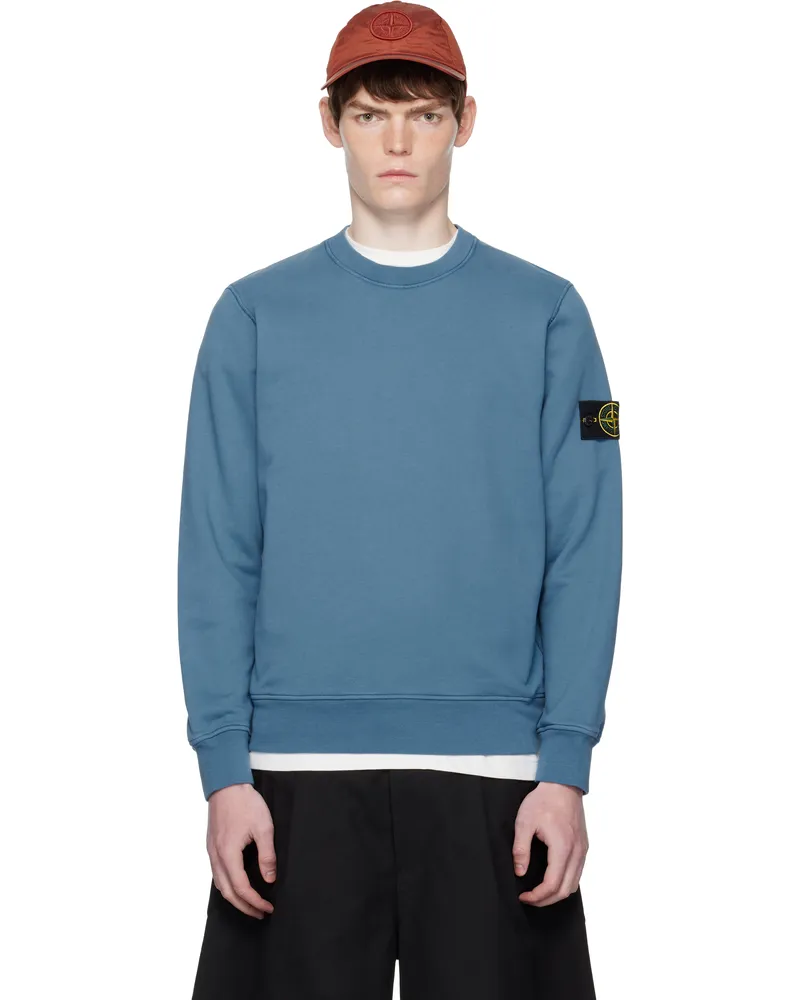 Stone Island Blue 6100060 Organic Cotton Fleece Sweatshirt V002b