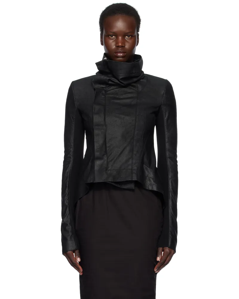 Rick Owens Black Hollywood Naska Biker Leather Jacket 09