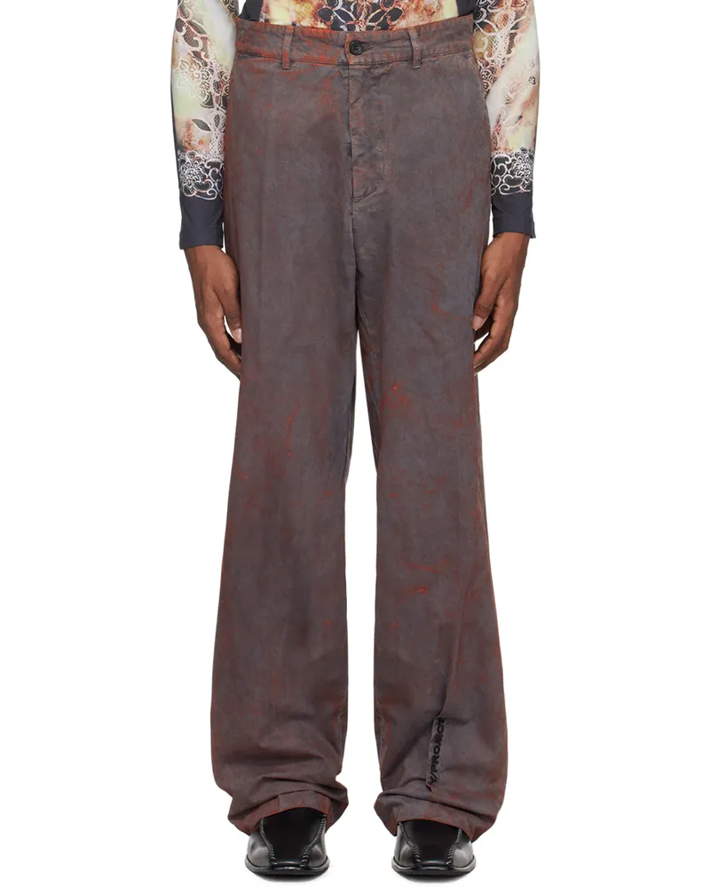 Y/PROJECT Gray Pinched Trousers Dark