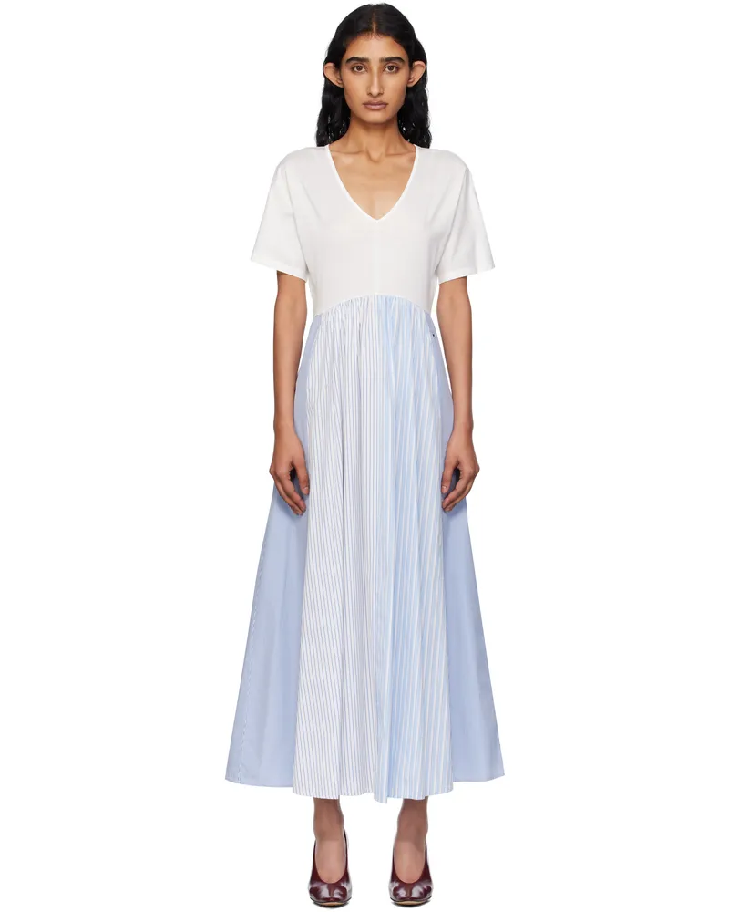Max Mara White & Blue Bronzo Midi Dress 001