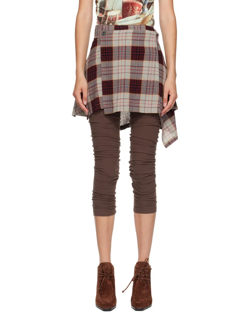 Vivienne Westwood Gray & Red Meghan Kilt Miniskirt P207