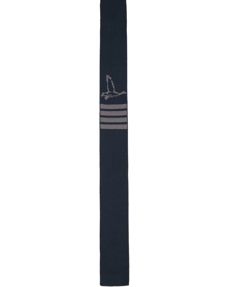 Thom Browne Navy & Gray Geese Icon Jacquard Knit Tie 415navy