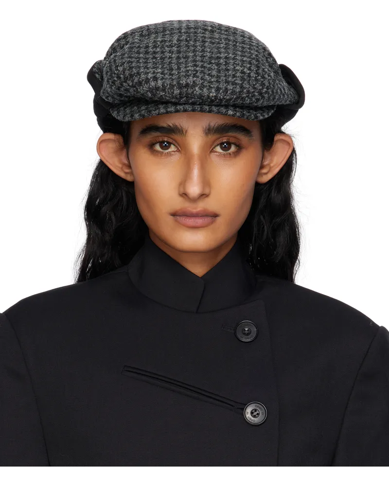 OPEN YY Black & Gray Harris Tweed Bicycle Foldable Cap Charcoal