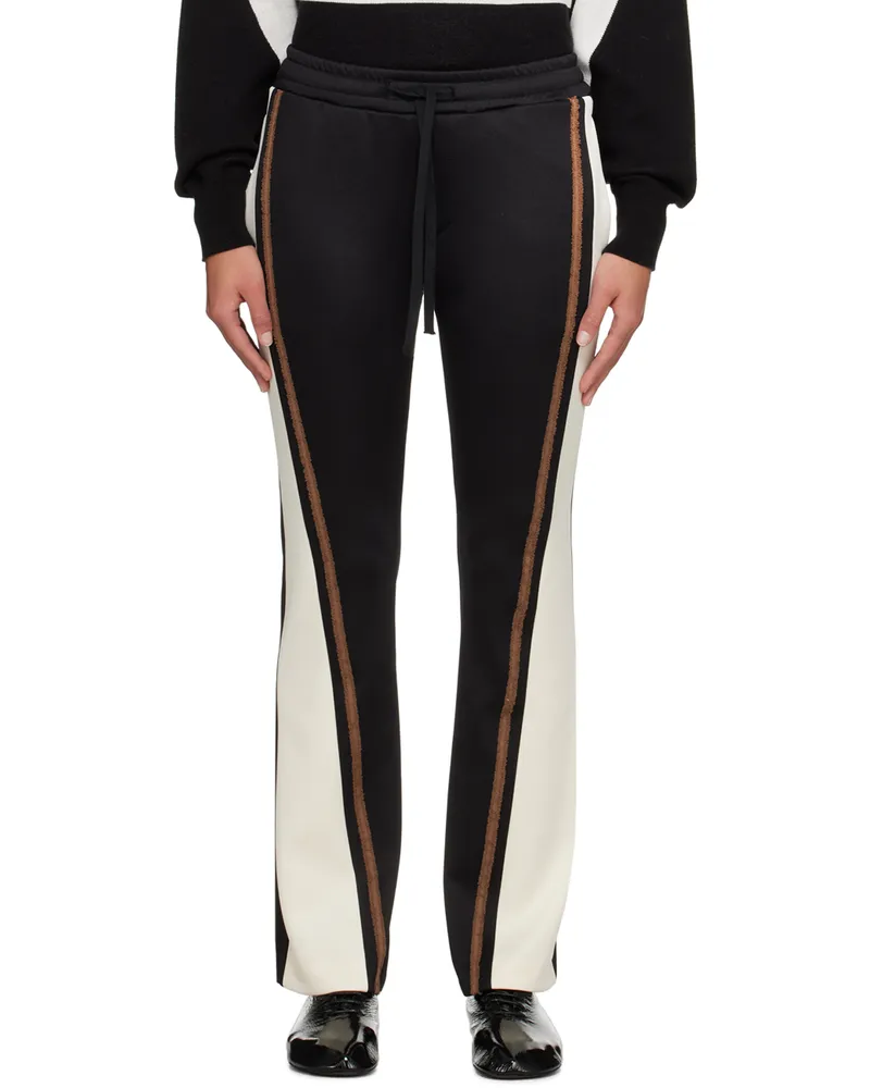 Kijun Black & Off-White Flared Tape Track Pants Black