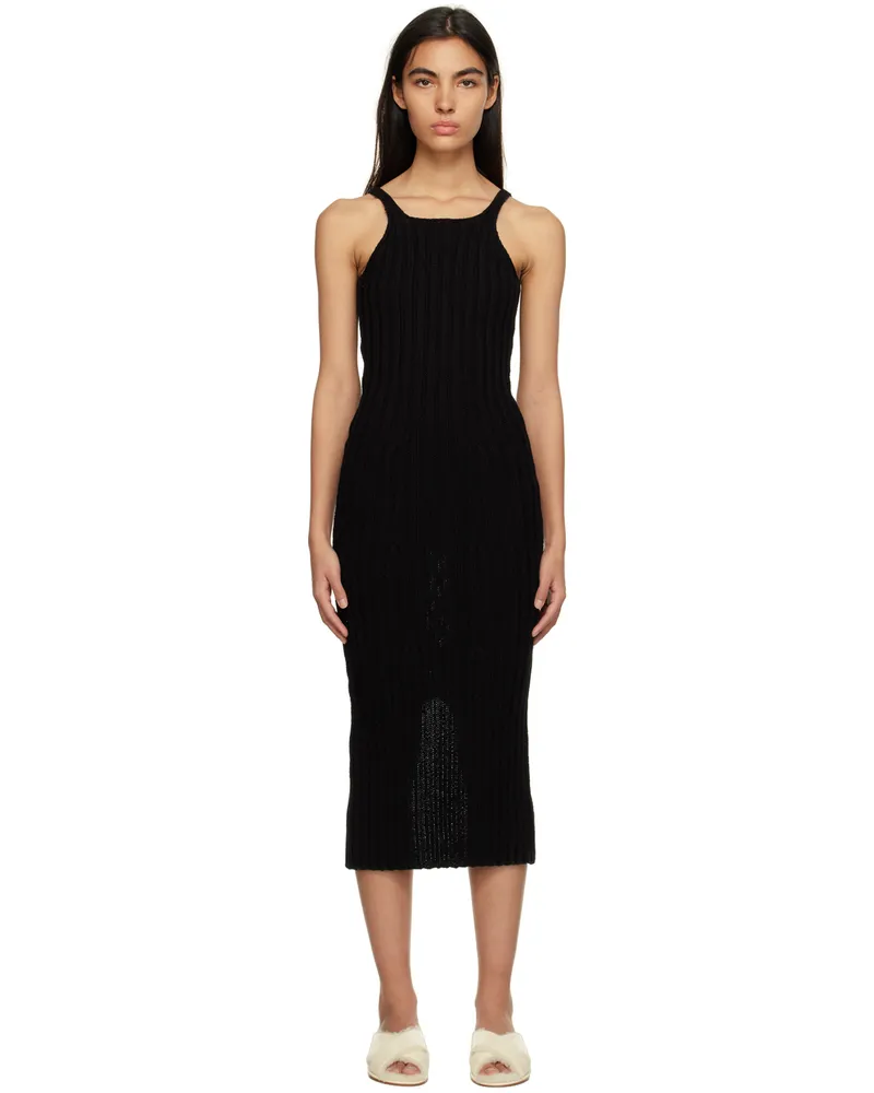Missing You Already Black Rib Midi Dress Black