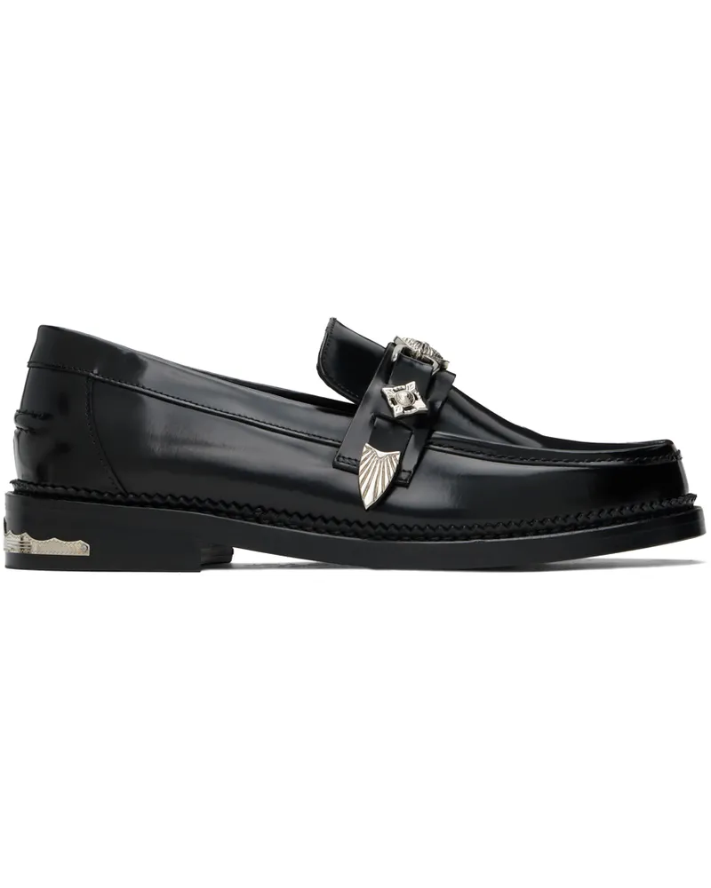 Toga Black Polished Loafers Black
