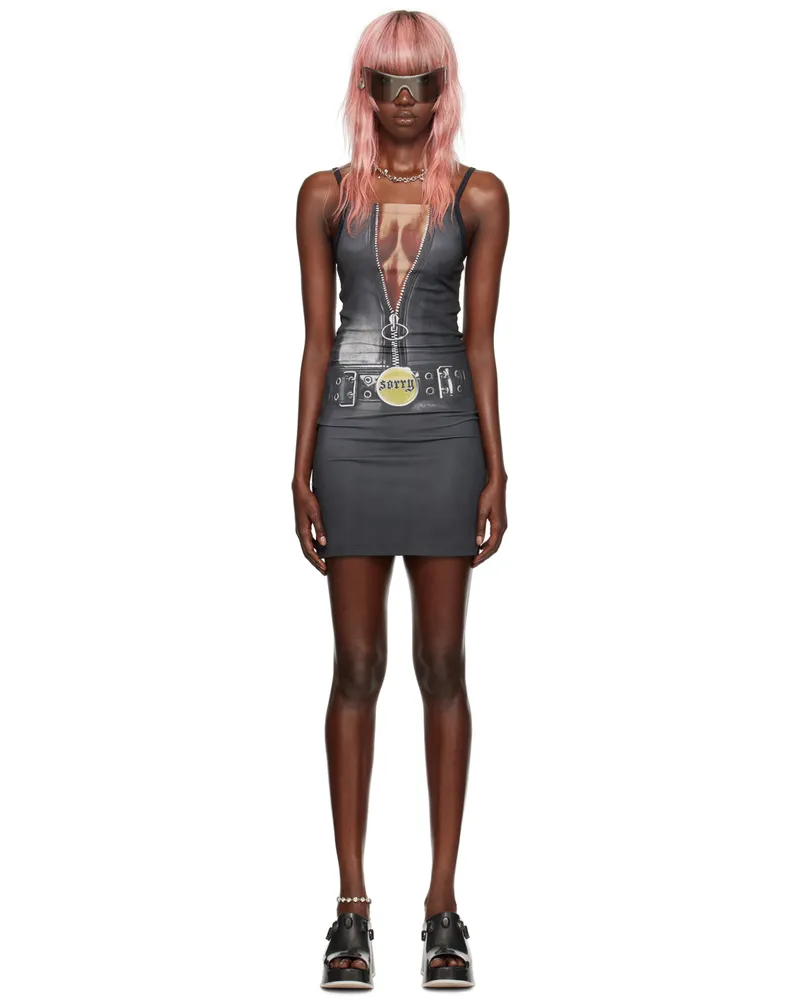 Petra Collins SSENSE Exclusive Black Mimi Wade Edition Trompe L'Oeil Minidress Black