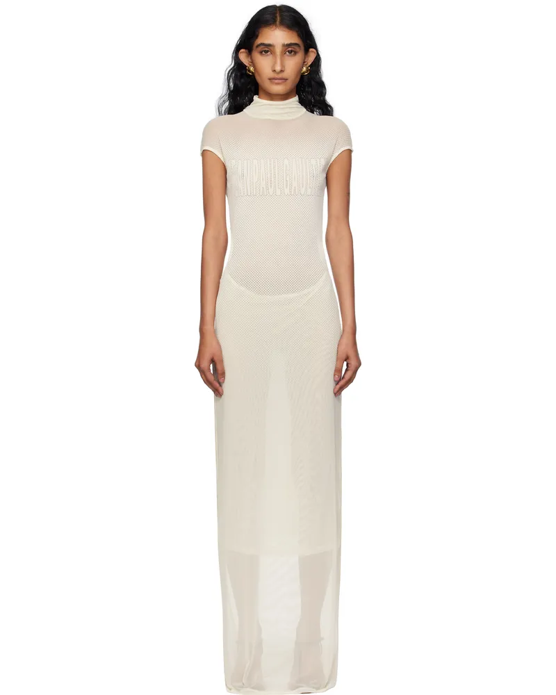 Jean Paul Gaultier Off-White Sleeveless Flock Maxi Dress 03