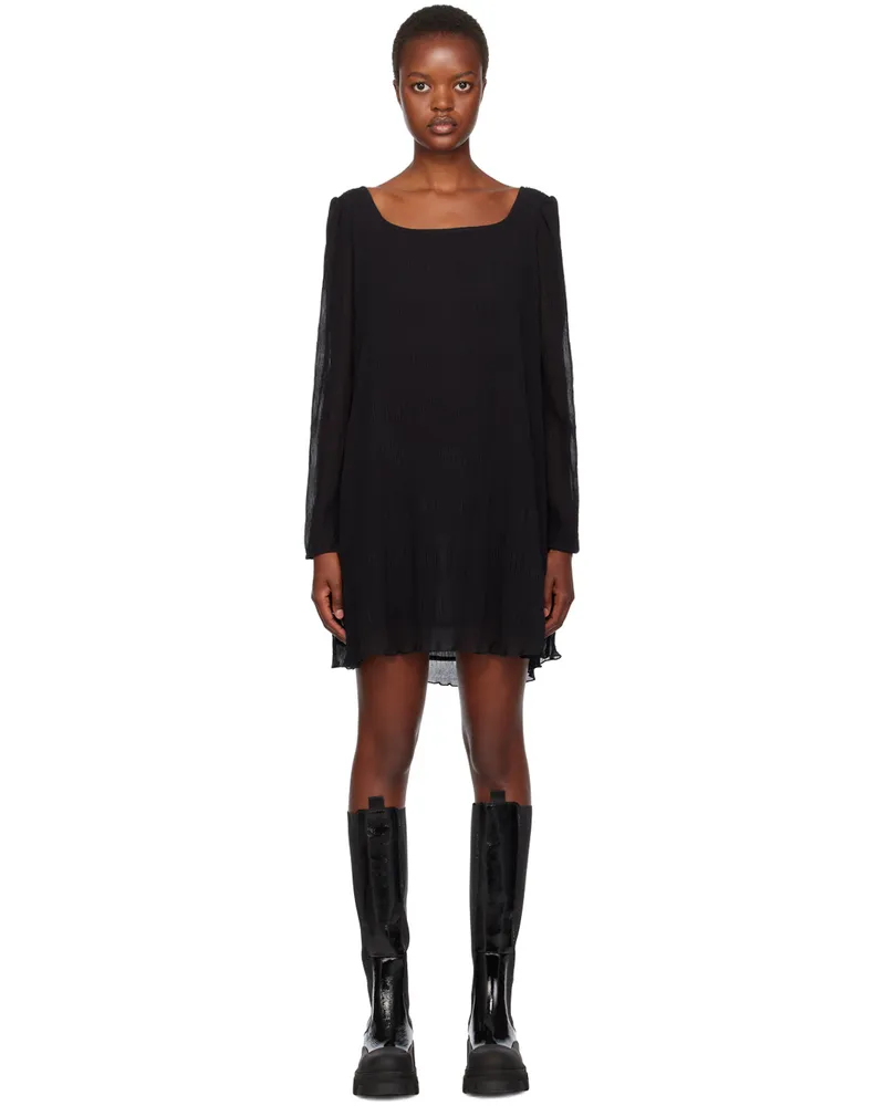 Ganni Black Pleated Minidress 099