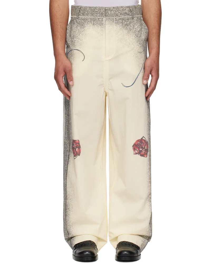 Jean Paul Gaultier Beige 'The Multi-Tattoo' Suit Trousers 030030-ecru