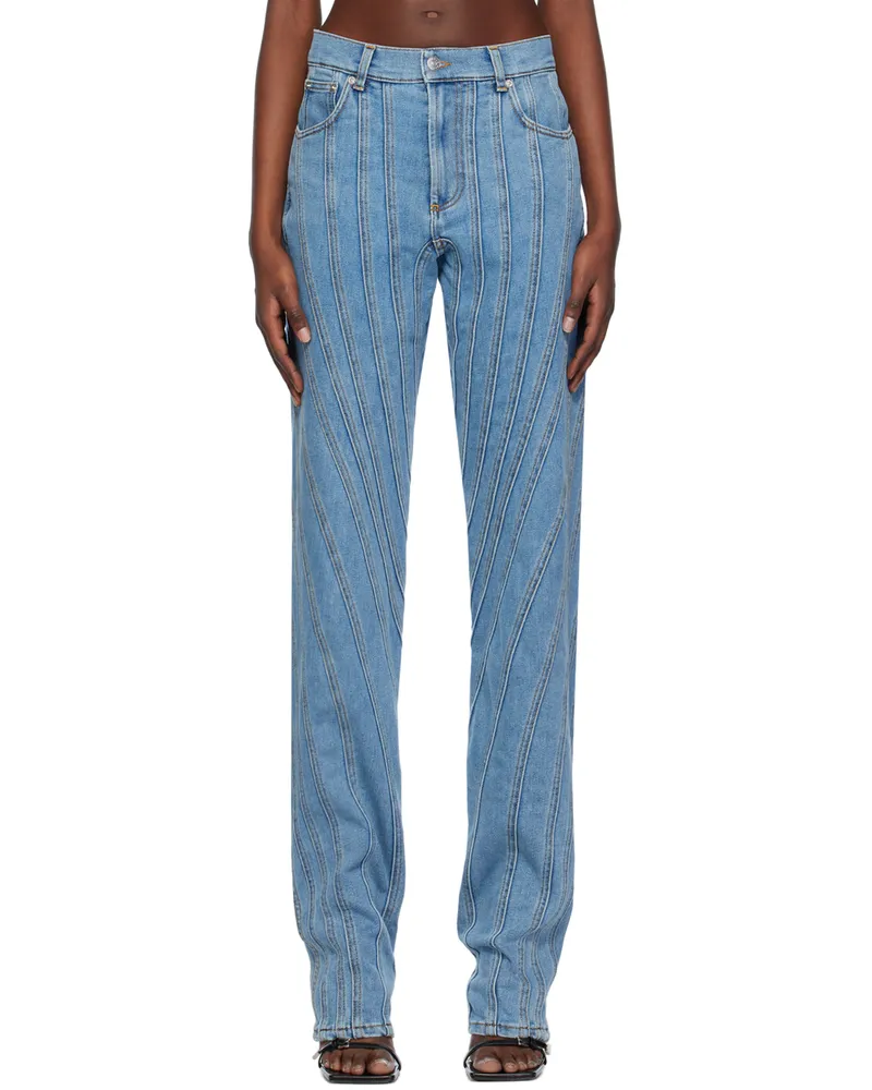 Thierry Mugler Blue Spiral Jeans 6048