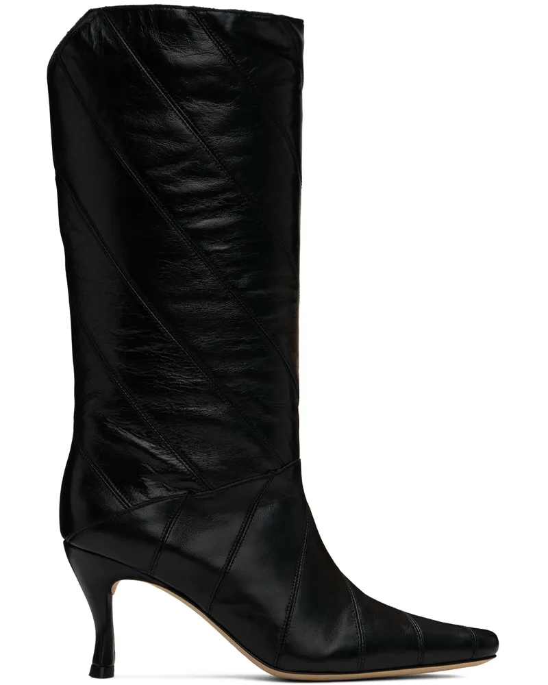 by FAR Black Steph Creased Leather Boots Bk001