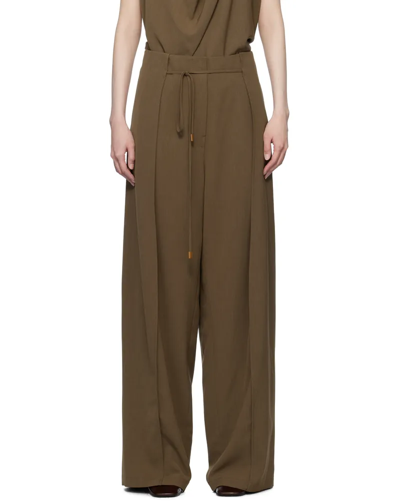 LE 17 SEPTEMBRE Brown Waist String Side Panel Trousers Brown