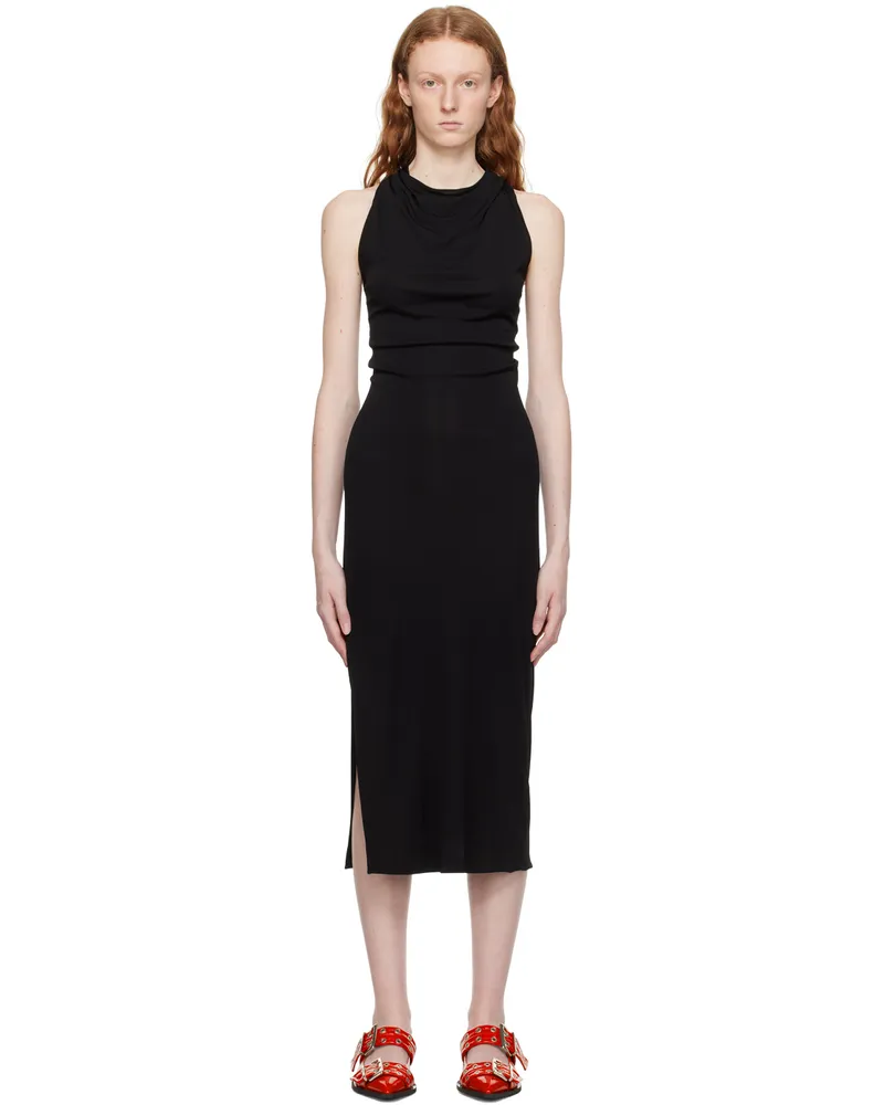 Helmut Lang Black Twisted Maxi Dress Black