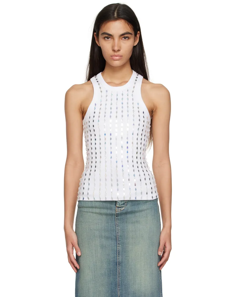 Ganni White Beaded Tank Top 151