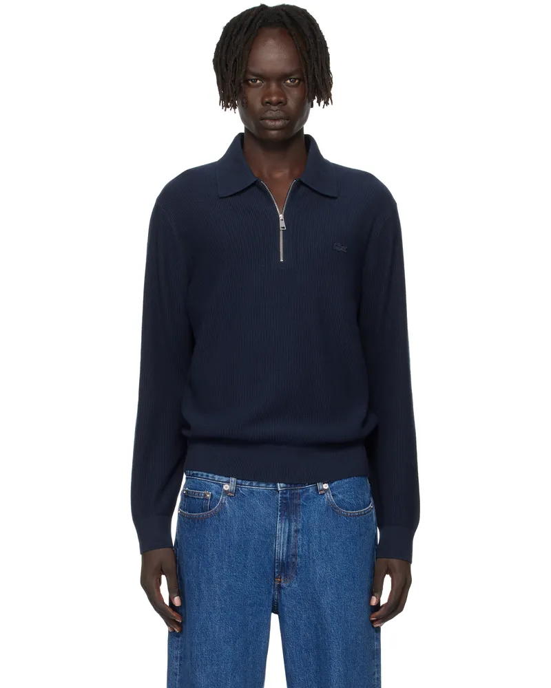 Lacoste Navy Half-Zip Polo Navy