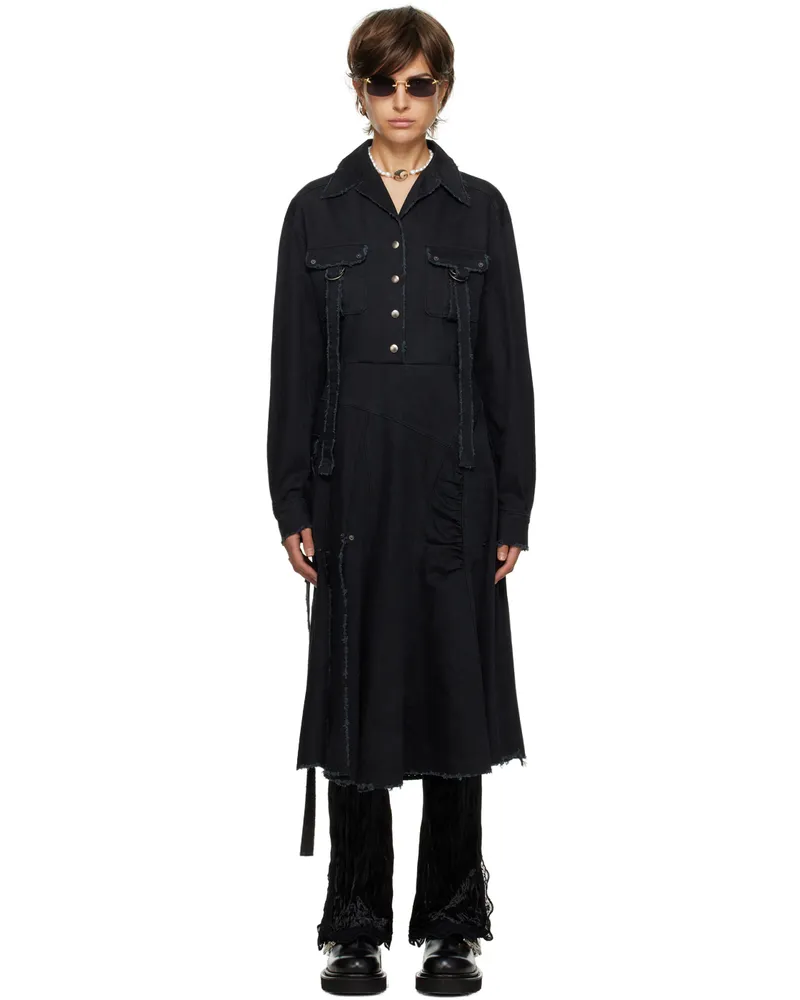 lesugiatelier Black Cargo Midi Dress Black