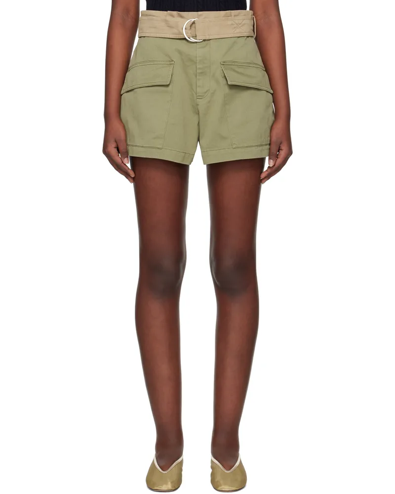 Sea Green & Beige Carolina Shorts Chino